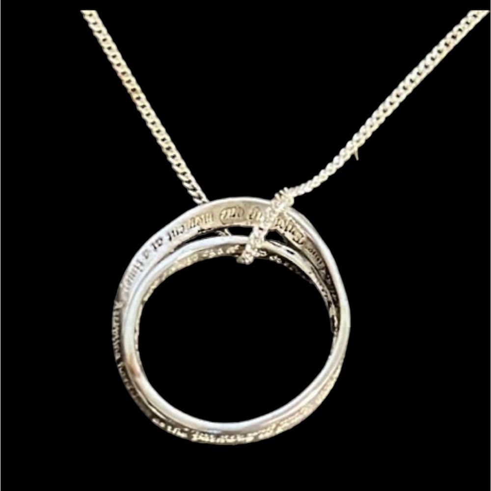 Silverplate Double Mobius Serenity Prayer 18” Necklace with Spring Clasp
